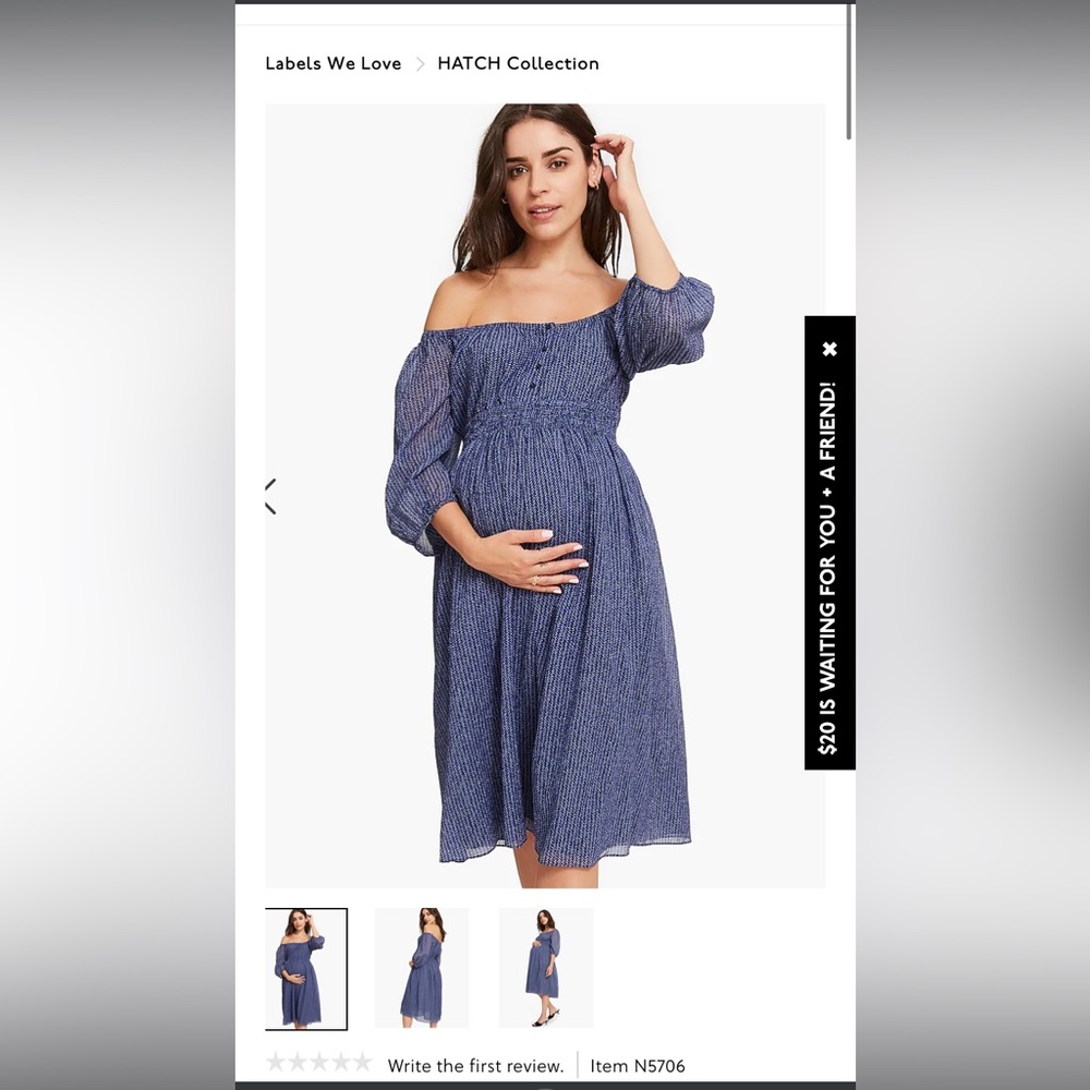 Hatch Maternity Briar Dress in Indigo Dot